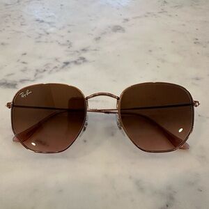 Ray-Ban hexagonal copper/brown gradient wire rimmed sunglasses